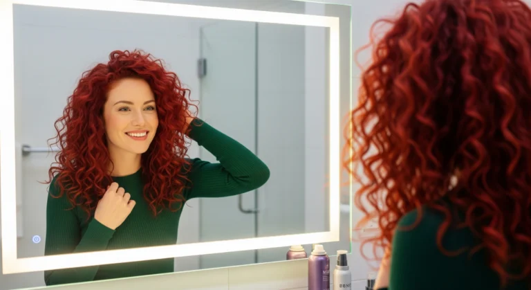 A woman with strong, shiny, healthy hair smiles confidently, showcasing the positive results of following a dedicated routine to prevent hair breakage.