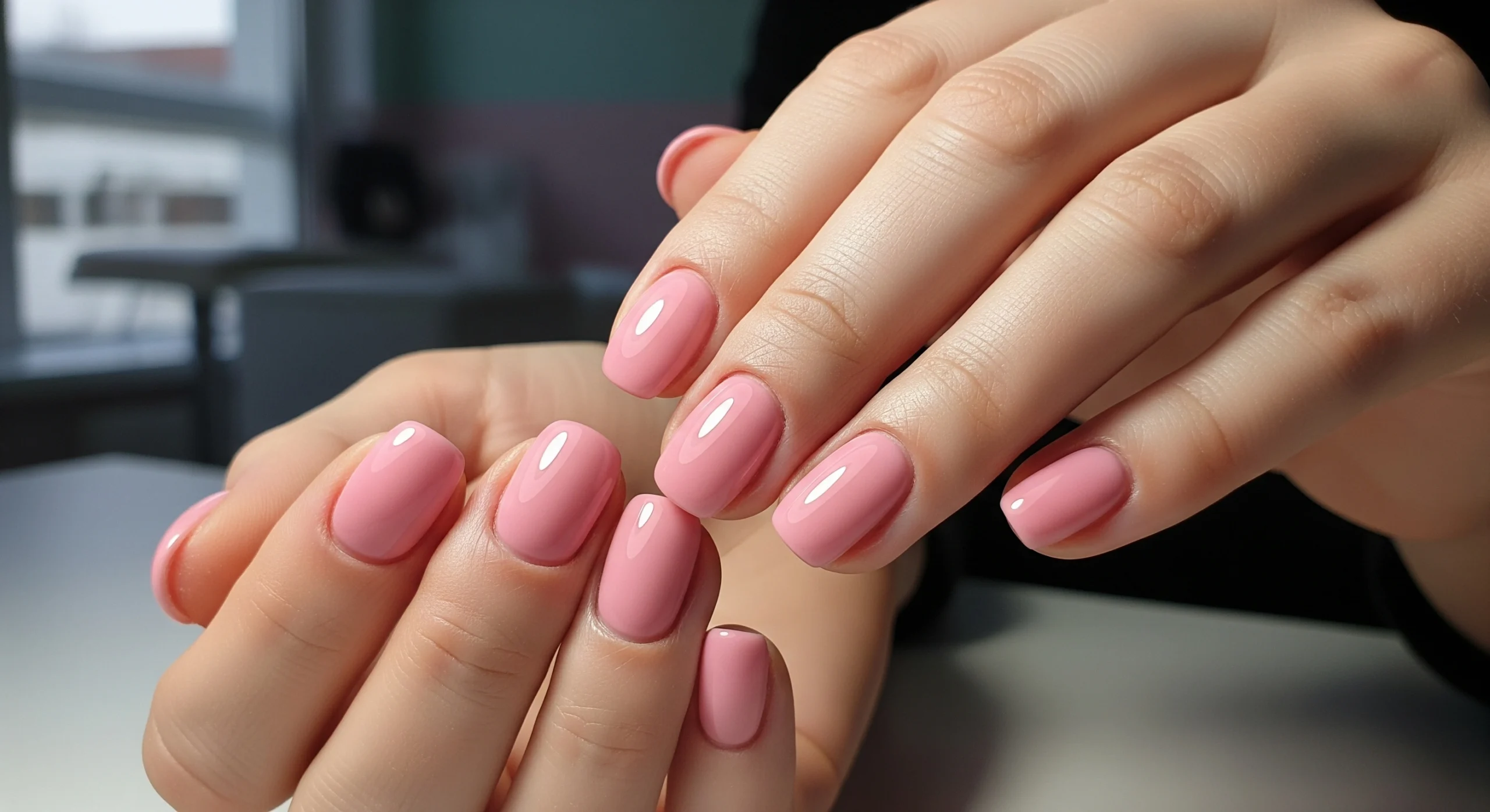 Close-up of perfectly polished nails after a Russian manicure
