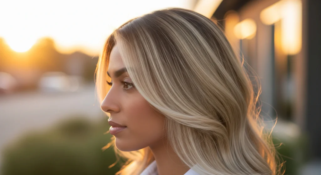 Creamy blonde highlights are universally flattering, adding a radiant glow to olive and medium skin tones.