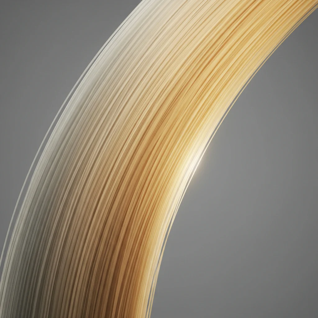 Macro close-up of healthy hair strands treated with creamy blonde hair dye showing sealed cuticles.