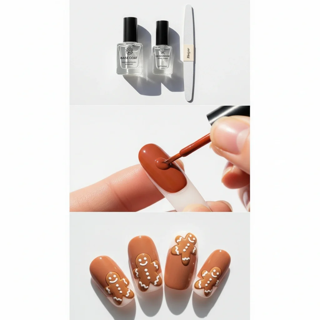 Gingerbread Nails: Step-by-Step for Beginners