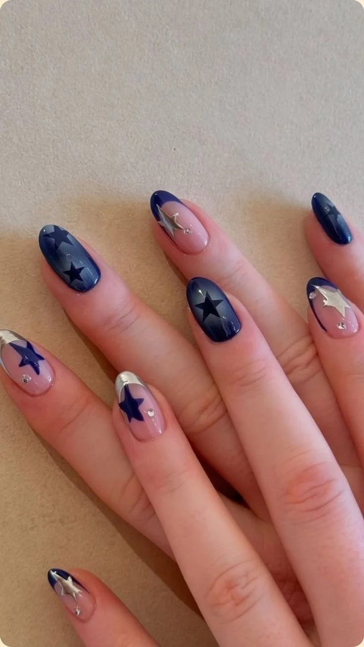 Classy starry nail ideas showcasing elegant designs and cosmic patterns.