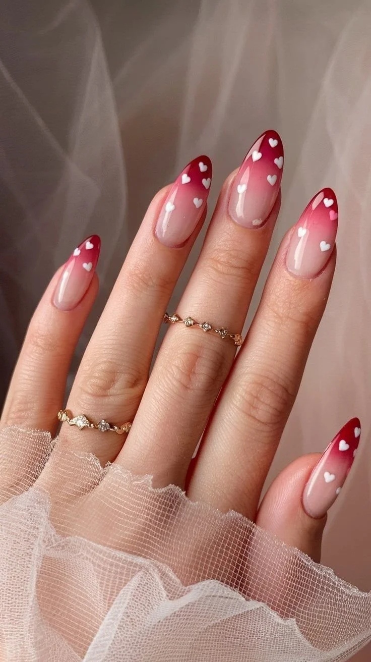 Stunning Valentine's Day nail designs featuring hearts and vibrant colors